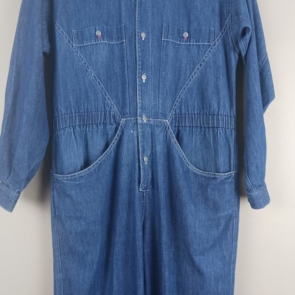 Calvin Klein Sport| Vintage Chambray Soft Denim Jumpsuit Size Petite - Picture 4 of 5